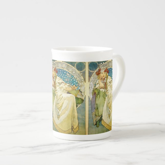 Alphonse Mucha Princess Hyacinth Art Nouveau Prozellantasse (Vorderseite Rechts)