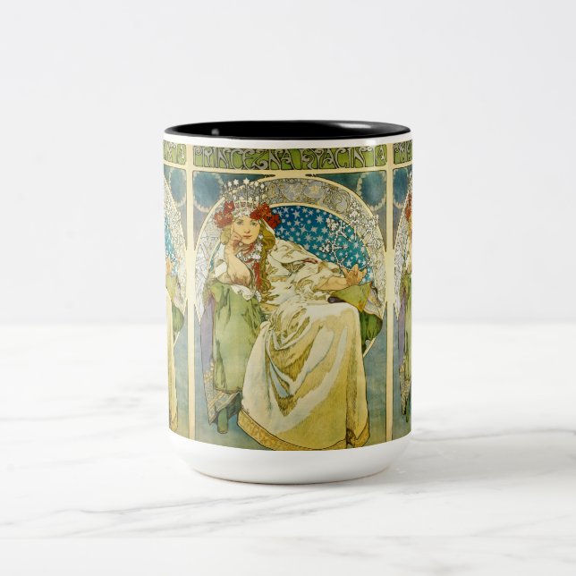 Alphonse Mucha Princess Hyacinth Art Nouveau Zweifarbige Tasse (Mittel)