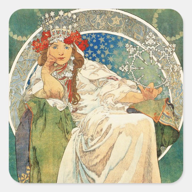 Alphonse Mucha Princess Hyacinth Stickers (Vorderseite)