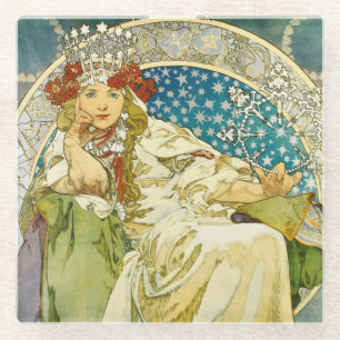 Alphonse Mucha Prinzessin Hyacinth Art Nouveau Glasuntersetzer