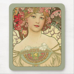 Alphonse Mucha Rêverie Daydream CC0155 Art Nouveau Mousepad