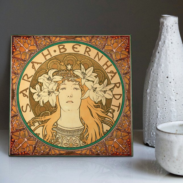 Alphonse Mucha Sarah Bernhardt Art Nouveau Vintag Fliese (Von Creator hochgeladen)