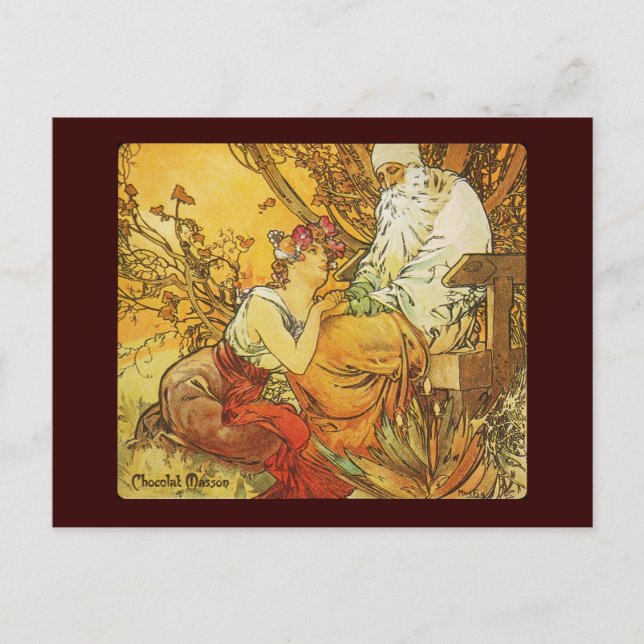 Alphonse-Mucha-Schokoladenmassage Postkarte (Vorderseite)