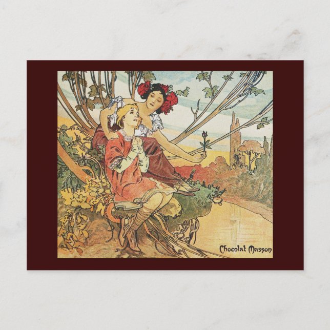 Alphonse-Mucha-Schokoladenmassage Postkarte (Vorderseite)
