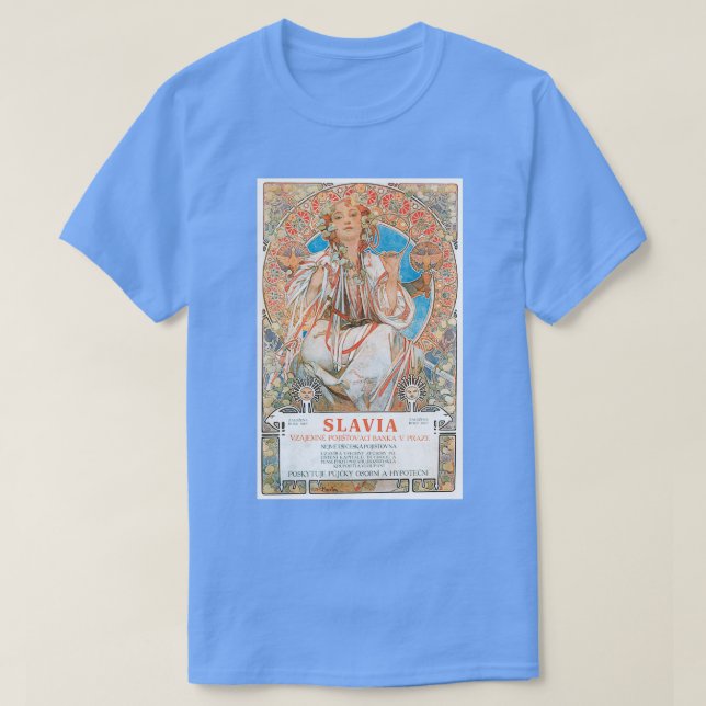 Alphonse Mucha Slavia 1907 Poster T-Shirt (Design vorne)