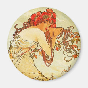 Alphonse Mucha Sommer Magnet
