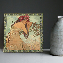 Alphonse Mucha Sommersaison Jugendstil Vintag Fliese