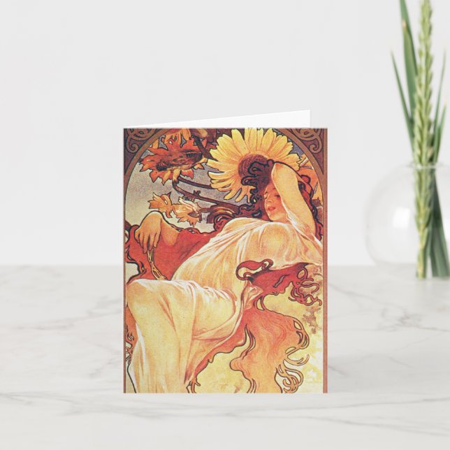 Alphonse Mucha Sonnenblume Karte (Vorderseite)