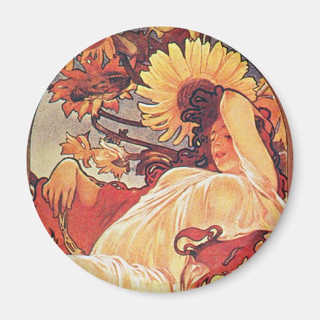 Alphonse Mucha Sonnenblume Magnet (Vorne)