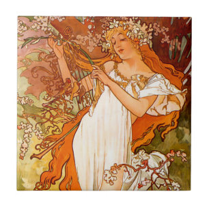 Alphonse Mucha Spring Fliese