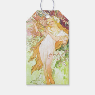 Alphonse Mucha Spring Floral Vintag Jugendstil Geschenkanhänger