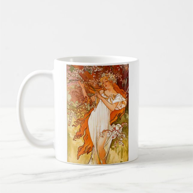 Alphonse Mucha Spring Kaffeetasse (Links)