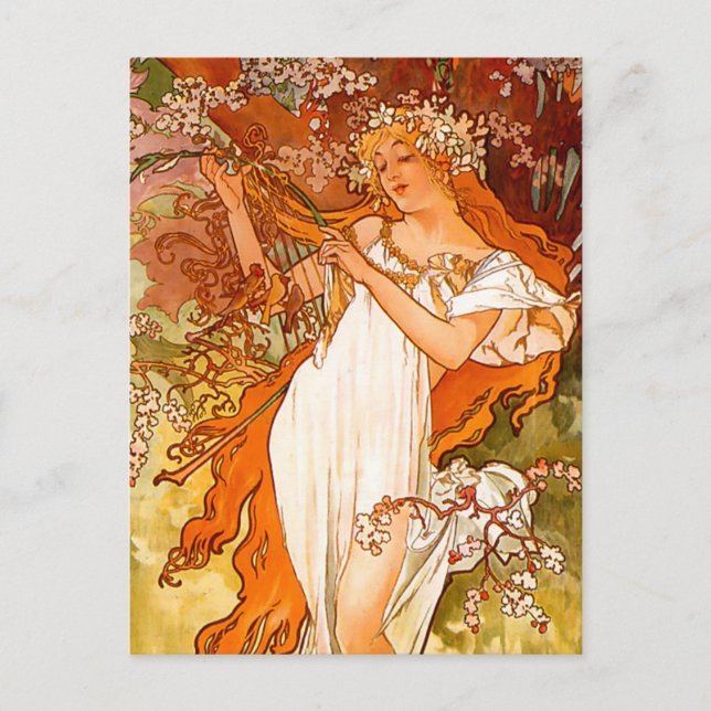 Alphonse Mucha Spring Postkarte (Vorderseite)