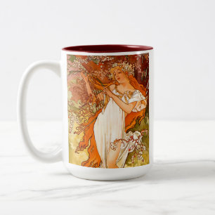 Alphonse Mucha Spring Zweifarbige Tasse