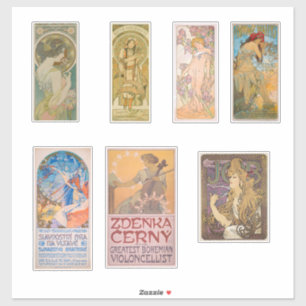 Alphonse Mucha Sticker Sortiment 1