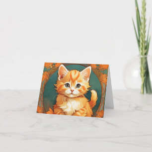 Alphonse Mucha Stil Orange Katze Einladung