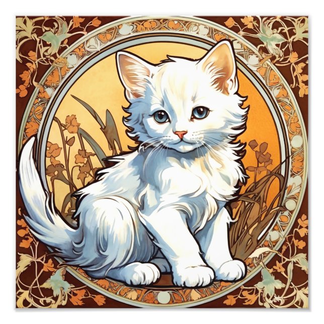 Alphonse Mucha Style Cat Fotodruck (Vorne)