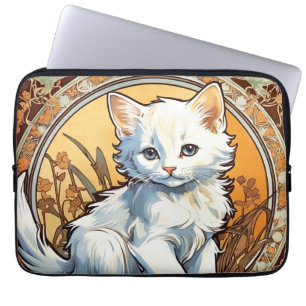 Alphonse Mucha Style Cat Laptopschutzhülle