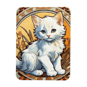 Alphonse Mucha Style Cat Magnet