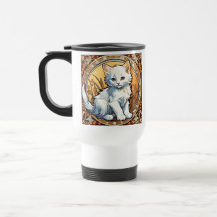 Alphonse Mucha Style Cat Reisebecher