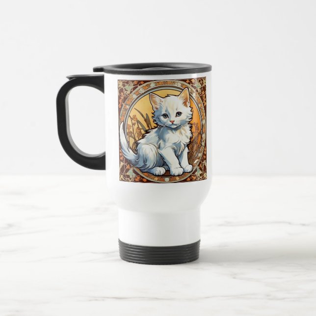 Alphonse Mucha Style Cat Reisebecher (Links)