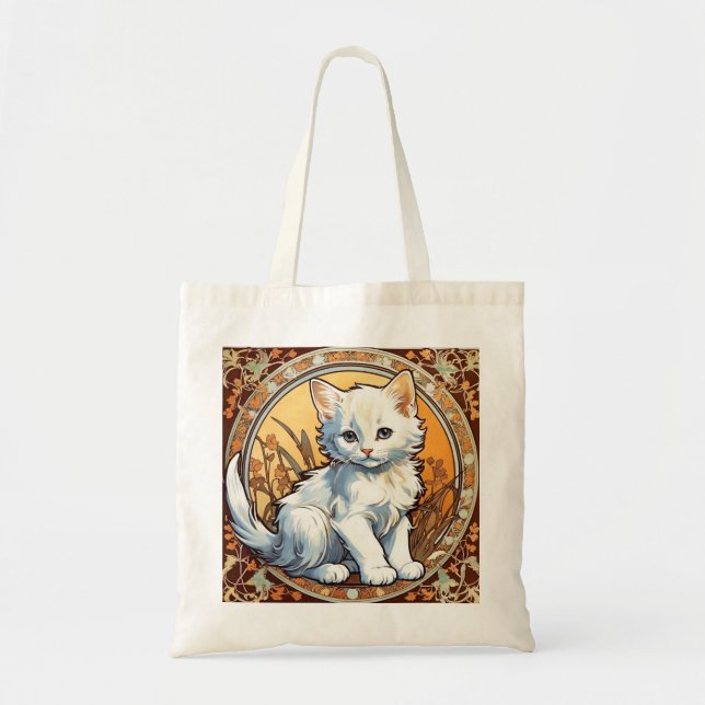Alphonse Mucha Style Cat Tragetasche (Vorne)
