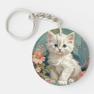 Alphonse Mucha Style Chat blanc