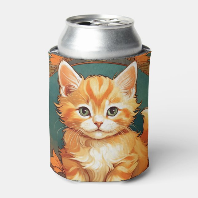 Alphonse Mucha Style Orange Cat Dosenkühler (Kanne Vorderseite)