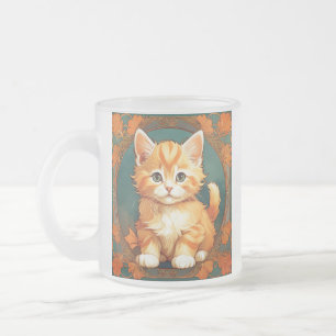 Alphonse Mucha Style Orange Cat Mattglastasse