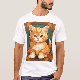 Alphonse Mucha Style Orange Cat T-Shirt