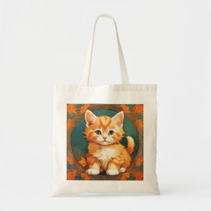 Alphonse Mucha Style Orange Cat Tragetasche
