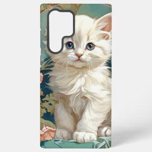 Alphonse Mucha Style White Cat Samsung Galaxy Hülle