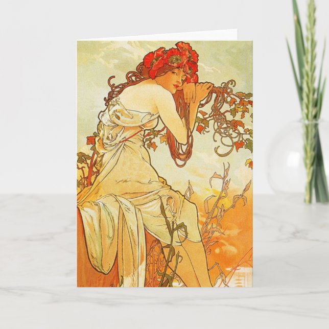 Alphonse Mucha Summer Grußkarte Karte (Vorderseite)