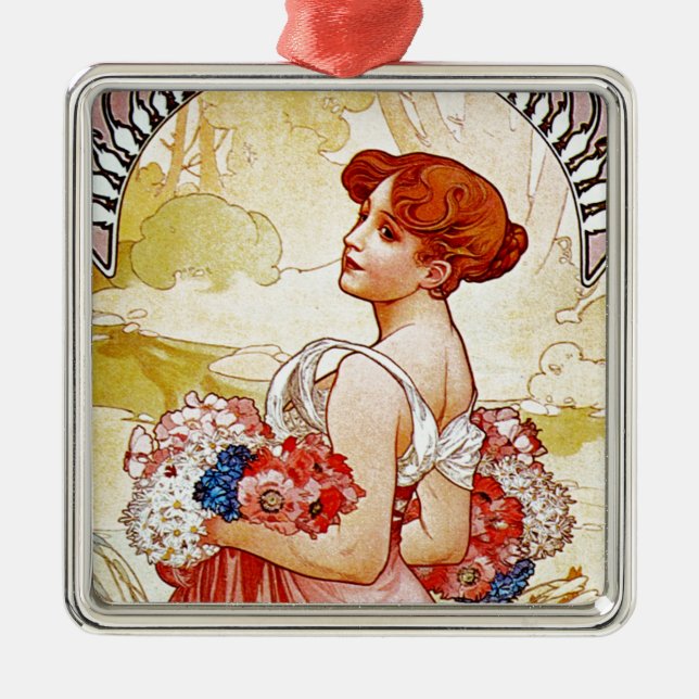 Alphonse Mucha Summer Ornament Aus Metall (Vorne)
