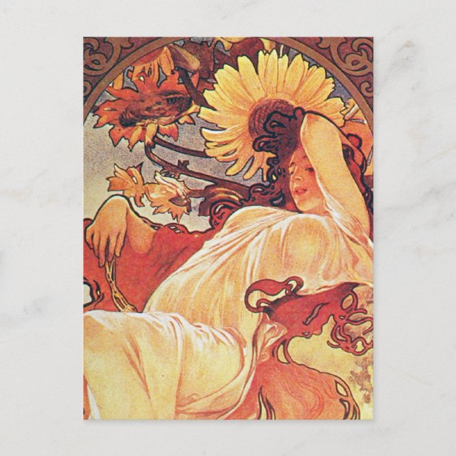 Alphonse Mucha Sunflower Postkarte (Vorderseite)