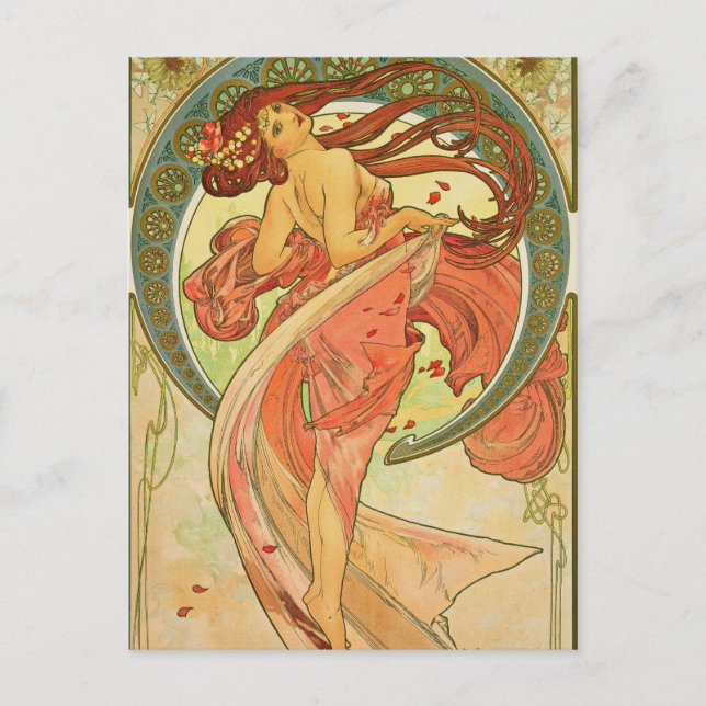Alphonse Mucha - Tanz Postkarte (Vorderseite)