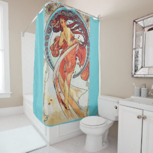 Alphonse Mucha Tanz Vintage Jugendstil-Malerei Duschvorhang