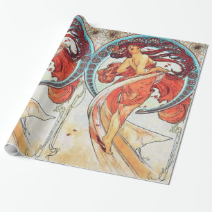 Alphonse Mucha Tanz Vintage Jugendstil-Malerei Geschenkpapier