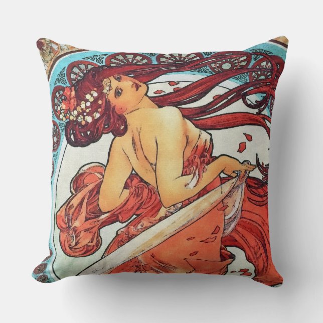 Alphonse Mucha Tanz Vintage Jugendstil-Malerei Kissen (Vorderseite)