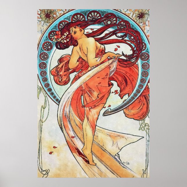 Alphonse Mucha Tanz Vintage Jugendstil-Malerei Poster (Vorne)