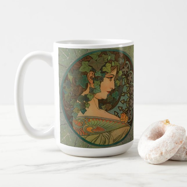 Alphonse Mucha Tasse Vintages Design niedlich (Mit Donut)