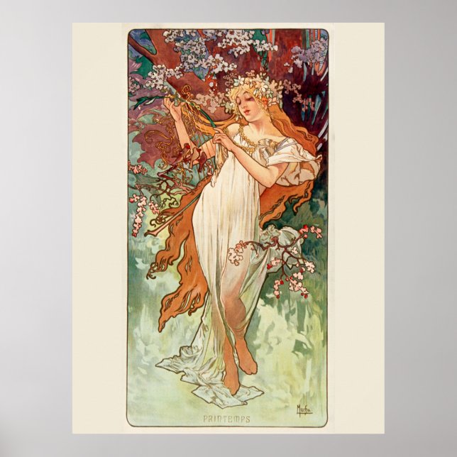 Alphonse Mucha, The Seasons (1896) Spring Poster (Vorne)