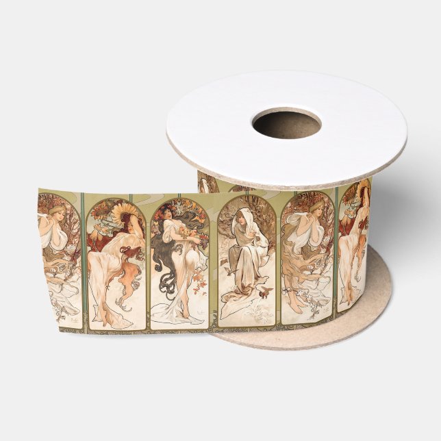 Alphonse Mucha The Seasons 1897 Art Nouveau Satinband (Spule)