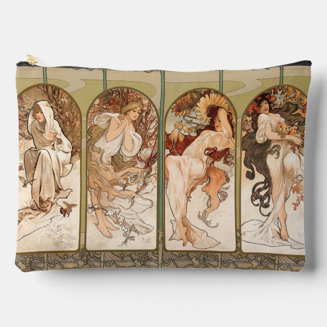 Alphonse Mucha The Seasons 1897 Art Nouveau Zubehörtasche (Vorderseite)