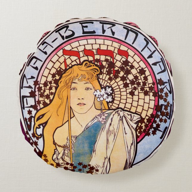 Alphonse Mucha Throw Pillow Rundes Kissen (Vorderseite)