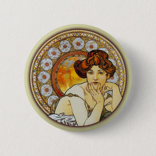 Alphonse Mucha - Topaz Button