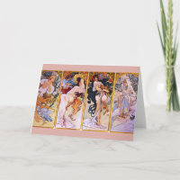 Alphonse Mucha vier Jahreszeit-Gruß-Karte