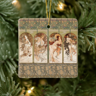 Alphonse Mucha Vier Jahreszeiten 1897 Art Nouveau  Keramikornament