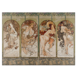 Alphonse Mucha Vier Jahreszeiten 1897 Art Nouveau  Schneidebrett