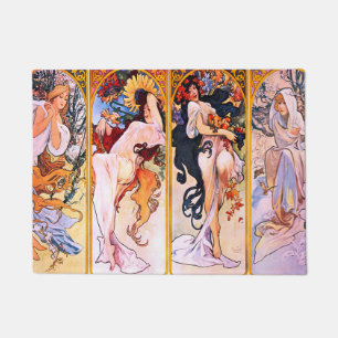 Alphonse Mucha - vier Jahreszeiten Fußmatte